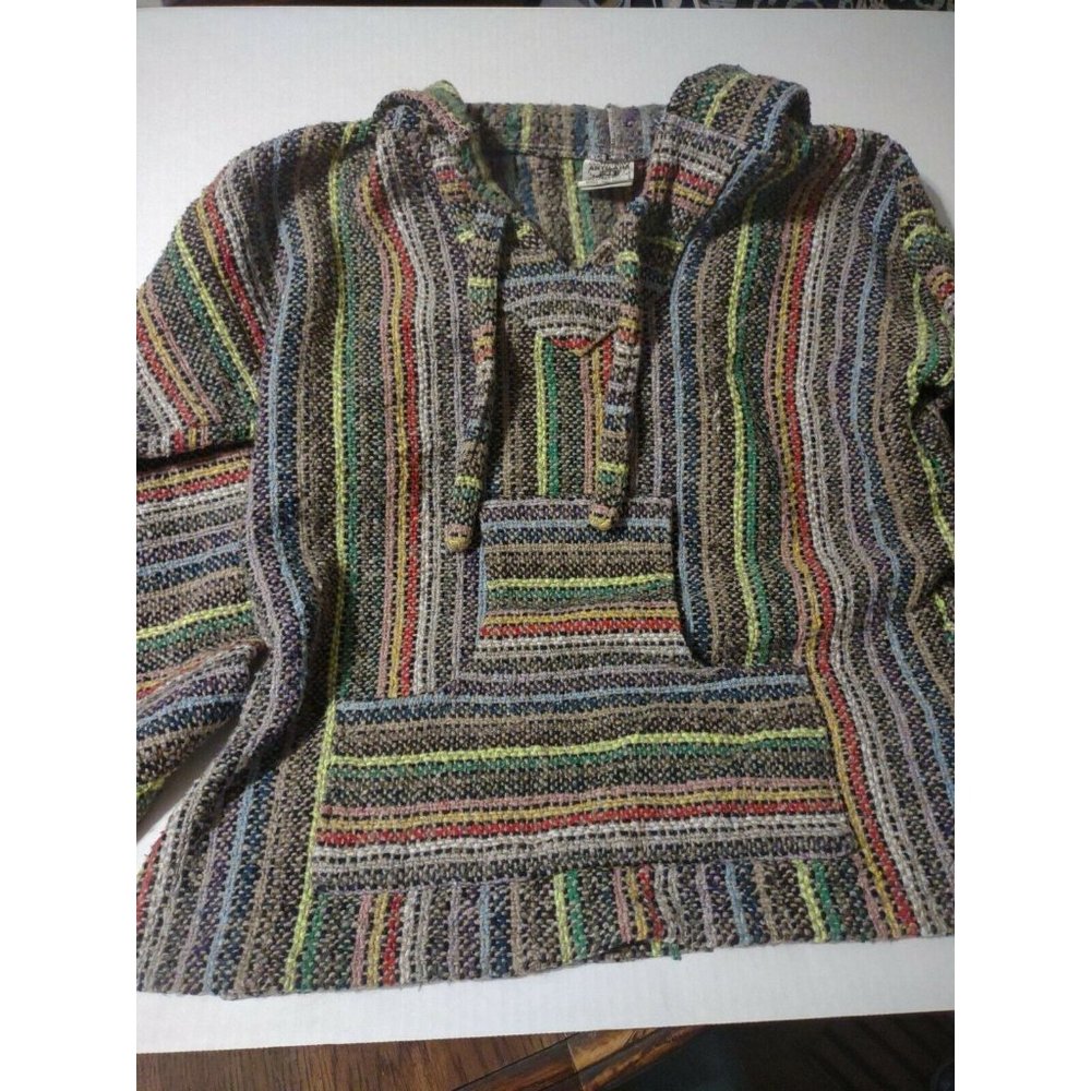 Mexican Poncho Hoodie Pullover Confecciones Artilana Small drug Rug (F-1)